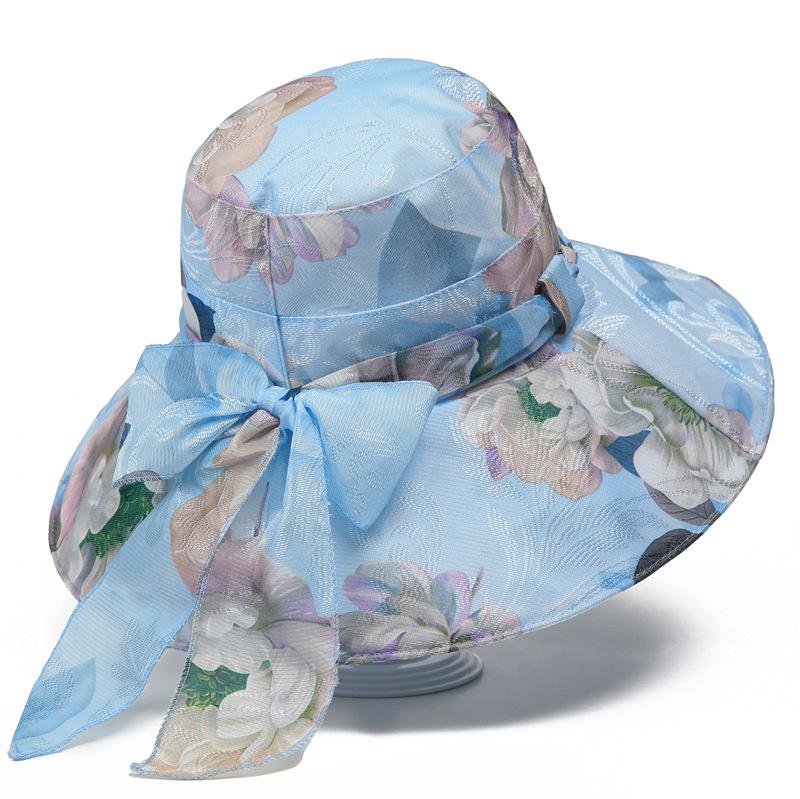 

Весенне-летняя рыбацкая шляпа с цветочным узором в стиле тай-дай, легкая дышащая шляпа-тазик, элегантная солнцезащитная панама с бантом для женщин M（56-58cm）