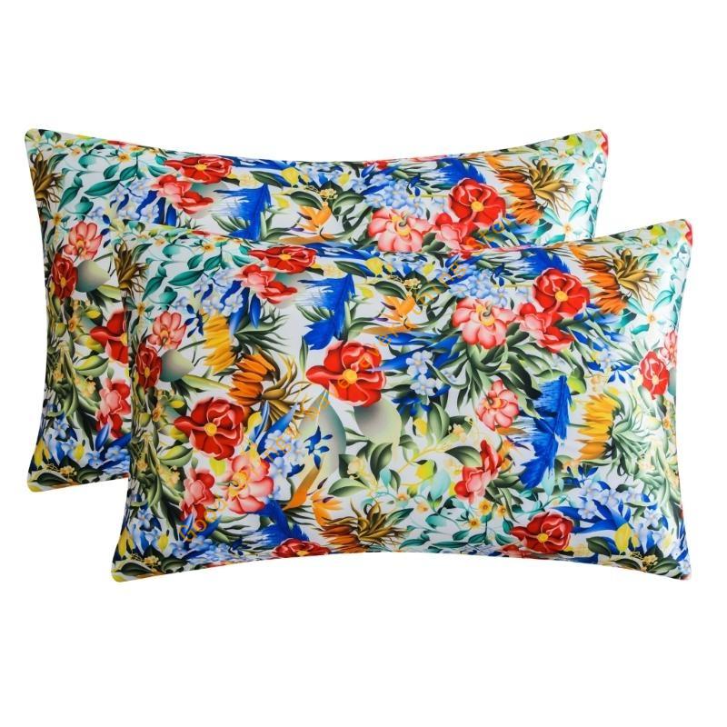 

2Pcs Printeds Satins Pillow Case Envelopes 51x66cm Gentle On Hair and Skin 55KF