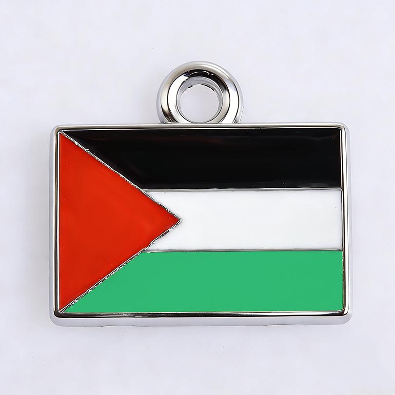 5pcs/Lot Different Countries Flags Enamel Charms For Jewelry Making Supplies Rectangle Silver Color Pendants Handmade Materials