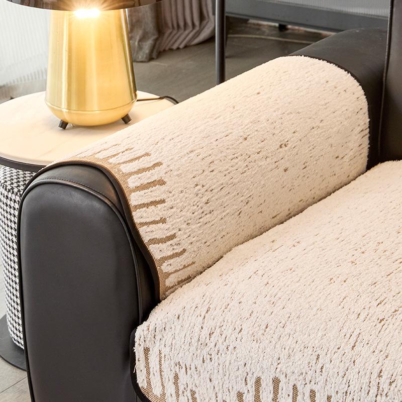 Autumn And Winter Plush New Curved Edge Sofa Cushion Plush Thickened Non-Slip Advanced Sense Irregular Straight Row Seat Cushion Cover Cloth