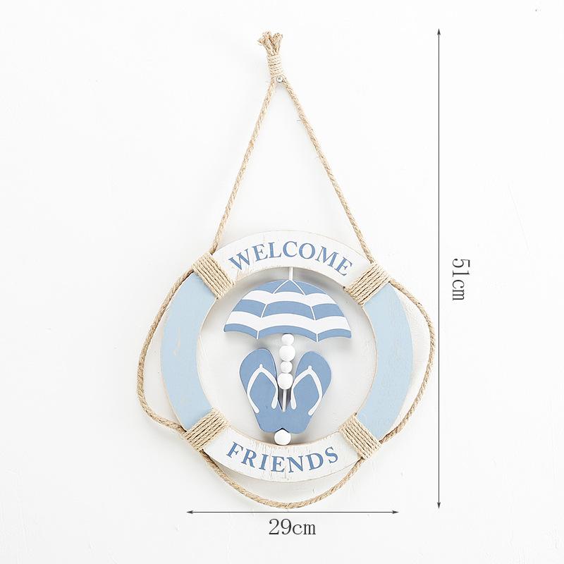 

29CM Mediterranean Style Wood Lifebuoy Hanging Crafts Bar Hotel Living Room Background Wall Pendant Kids Room Home Decor