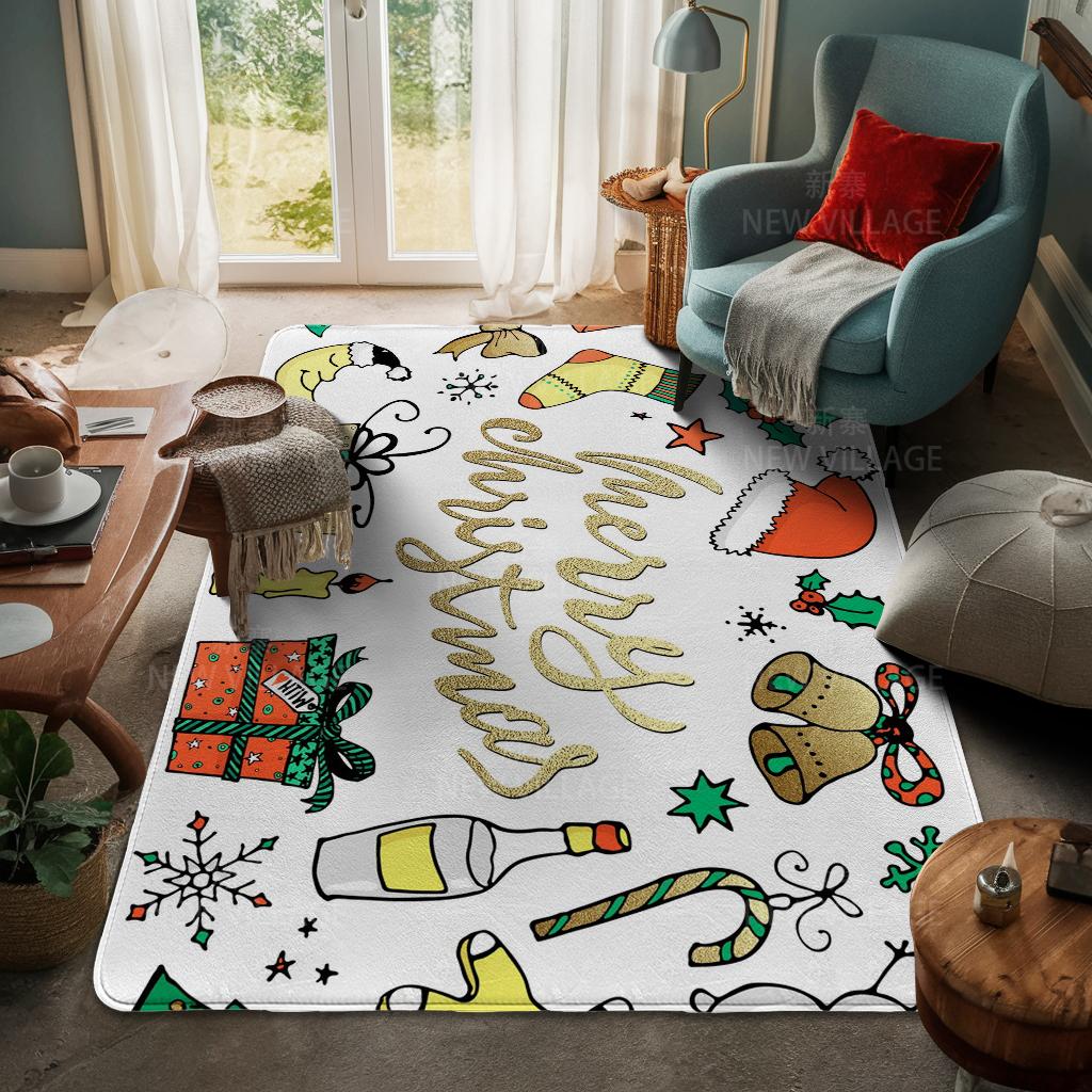 House Entrance Carpet Home Door Mat Living Room Bath Foot Bathroom Non-slip Water Absorption Rugs Bath Merry Christmas Winter