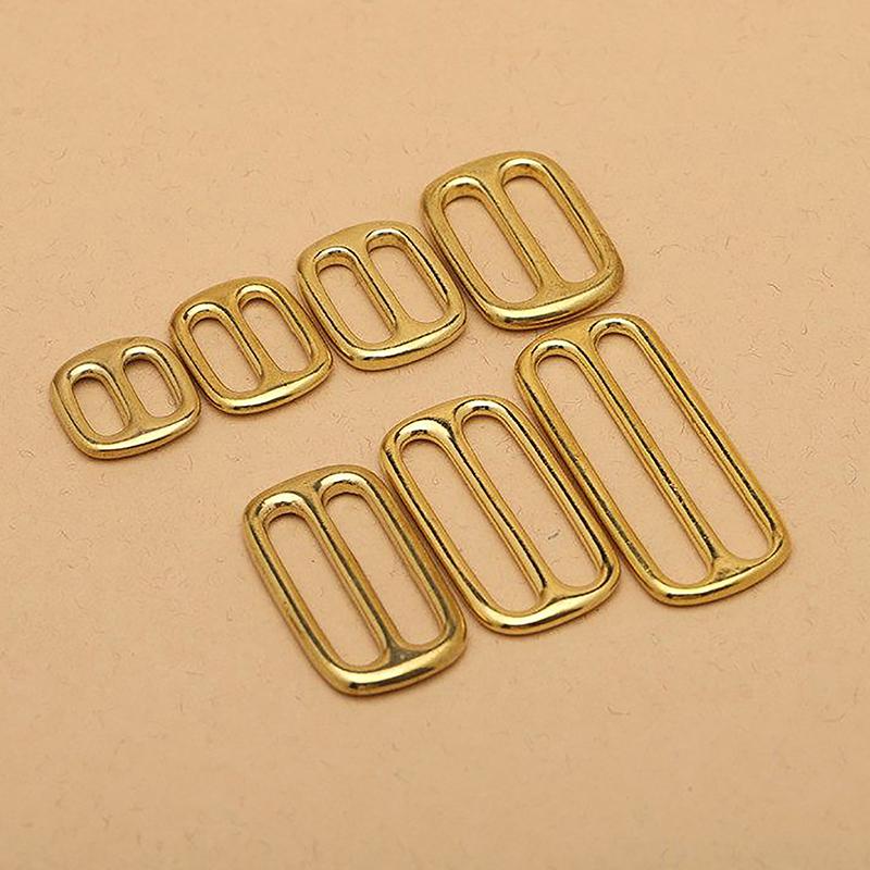 Solid Brass Tri Glides Slide Buckle Rectangle/Square Adjuster Buckle For Leather Craft Bag Shoulder Strap Belt Webbing