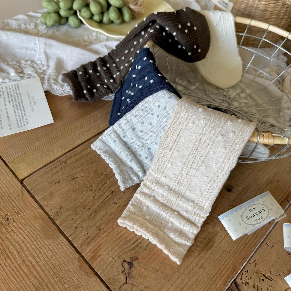 Autumn Korean Texture Doudou Australian Cotton Socks Vintage Boneless Mid-Length Cotton Socks Girl