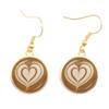 Coffee Latte Carving Love Heart Art Drop Earrings Chocolate Printing Flower Charm Jewelry For Women Gift Wholesale