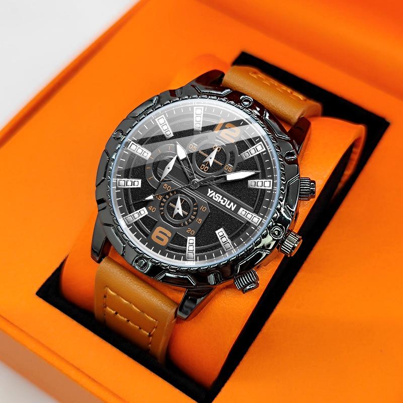 Top Brand New Men's Quartz Watch Business Casual Elegant Watch Waterproof Fashion Cool Two-color Belt Men's Watch