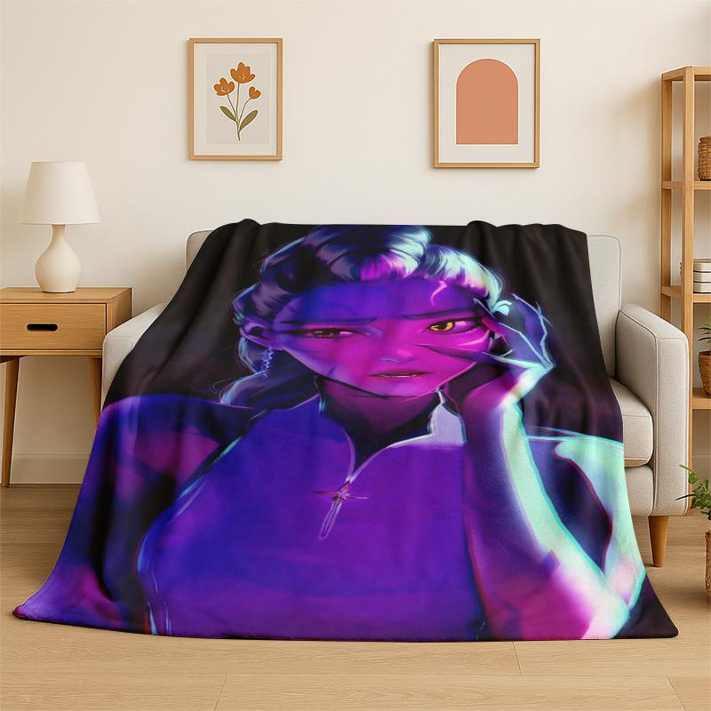 Kpop Demon Hunter Rumi Mira Zoey Cartoon Group Flannel Blanket Soft Warm Throw Blanket for Bedroom Living Room Bed Travel Gift