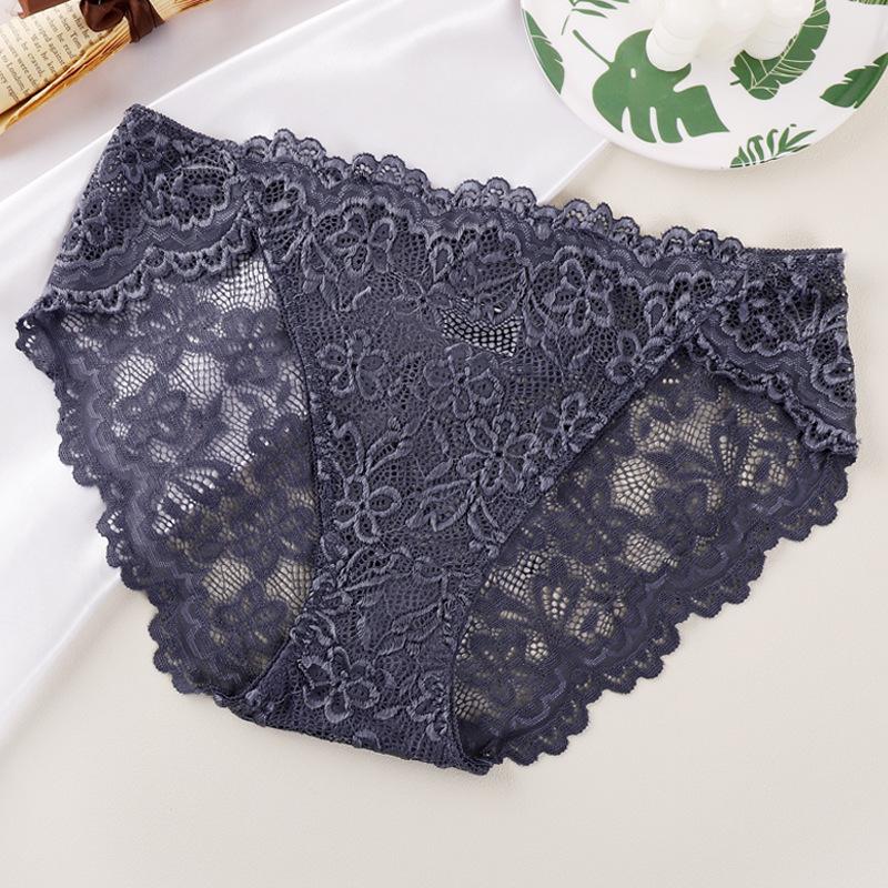 

TERMEZY Women s Sexy Low Rise Lace Triangle Panties Breathable Solid Color Soft Stretch Comfort Close Fitting Hip Lingerie Underwear for Daily Wear S синий