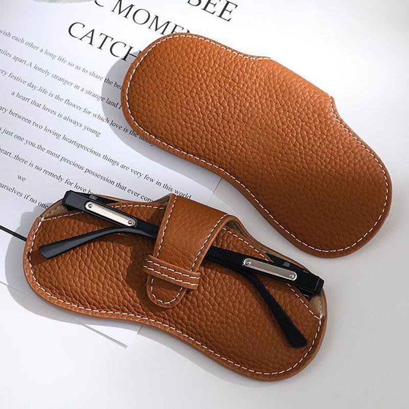 PU Leather Portable Glasses Bag Sunglasses Storage Bags Men and Women Car Glasses Protective Cover Anti-crushing Glasses Clip