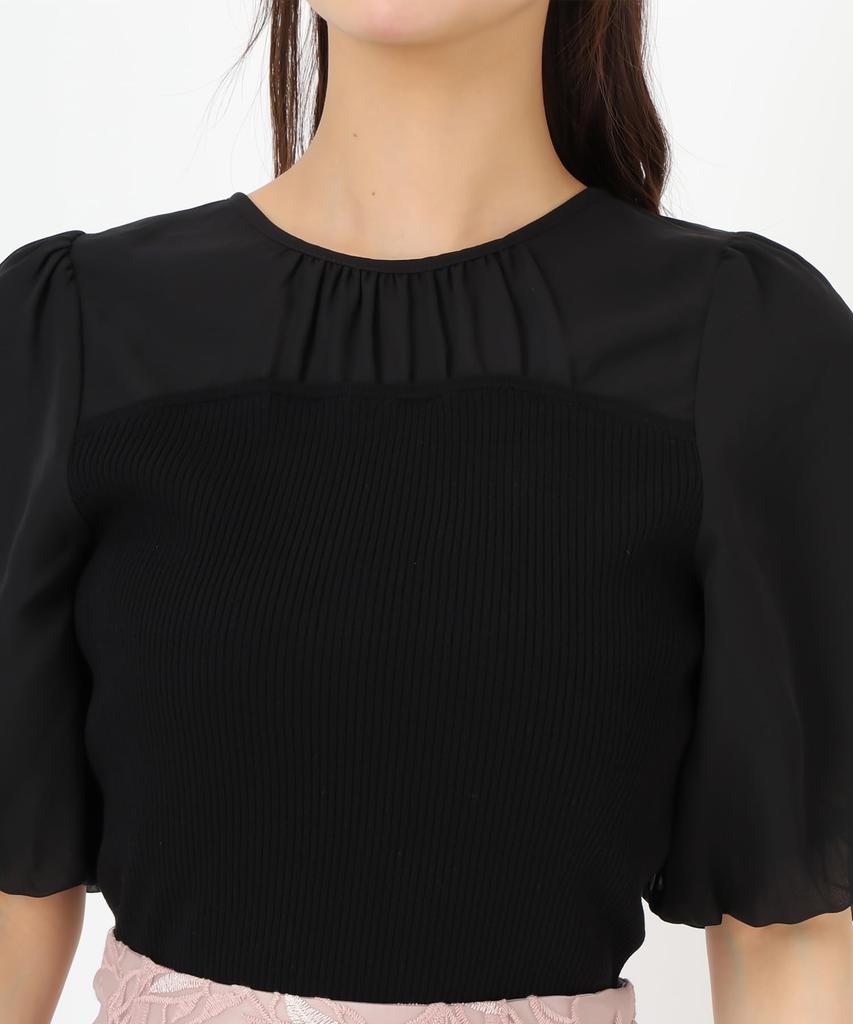 Mishmash Balloon Short Black Women's Knit/Sweater, Bustier, Layered, Versatile, Sleeve,
