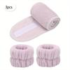 Mommy & Me Snap Headband Kit (3 Pcs), 1 Headband + 2 Wristbands, Ideal for Skincare & Makeup Application