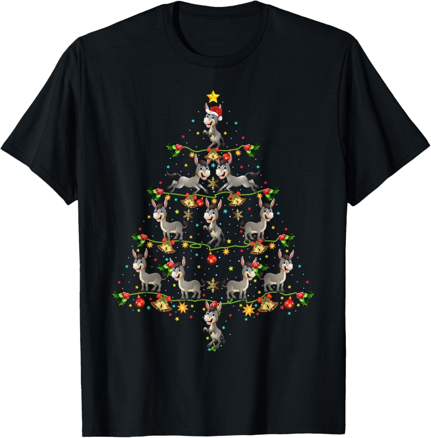 Donkey Animal Lover Xmas Gift Donkey Christmas Tree T-Shirt S разноцветный