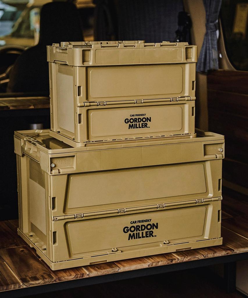 GORDON MILLER 20L Folding Container for Cars, Garage Cargo Rack, Foldable Storage Box, Coyote Beige, 1558849