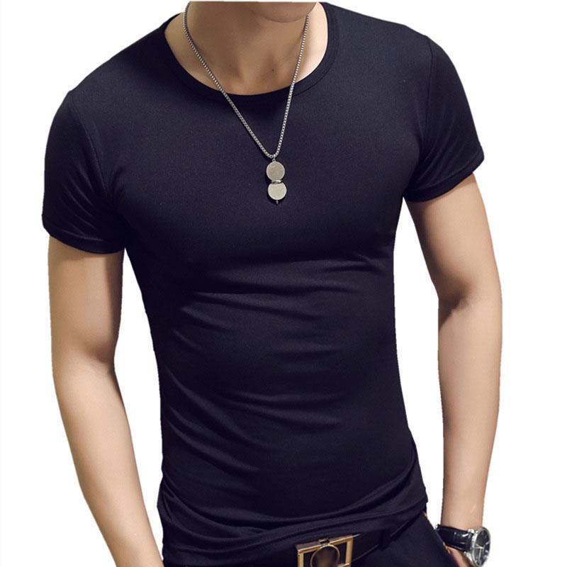 T-shirt da uomo slim alla moda Camicia da uomo in cotone traspirante morbida e confortevole Fitness e tempo libero