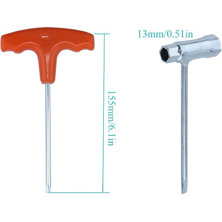 

Набор из Т-образного ключа для бензопилы 19 мм x 13 мм и Т-образного Torx-отвертки T27 для бензопил Husqvarna Stihl 017 018 019 020 021 023 024 025 026 028 034 Замена
