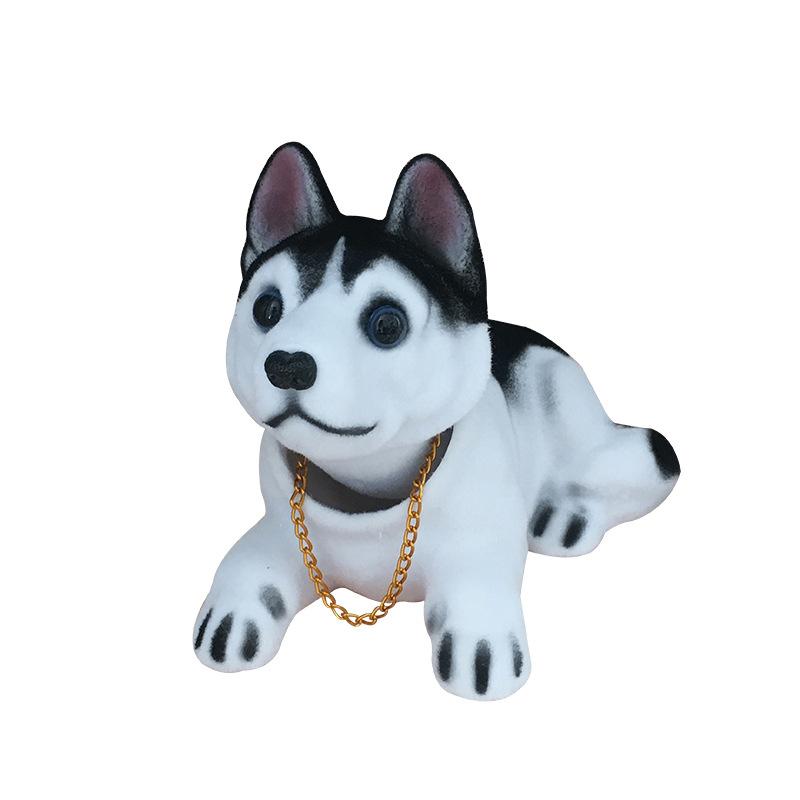Nodding Dog Moving Head Husky Resin Imitation Dog Toy Dashboard Decoration Cute Auto Parts Car Accessories Funny Ornaments