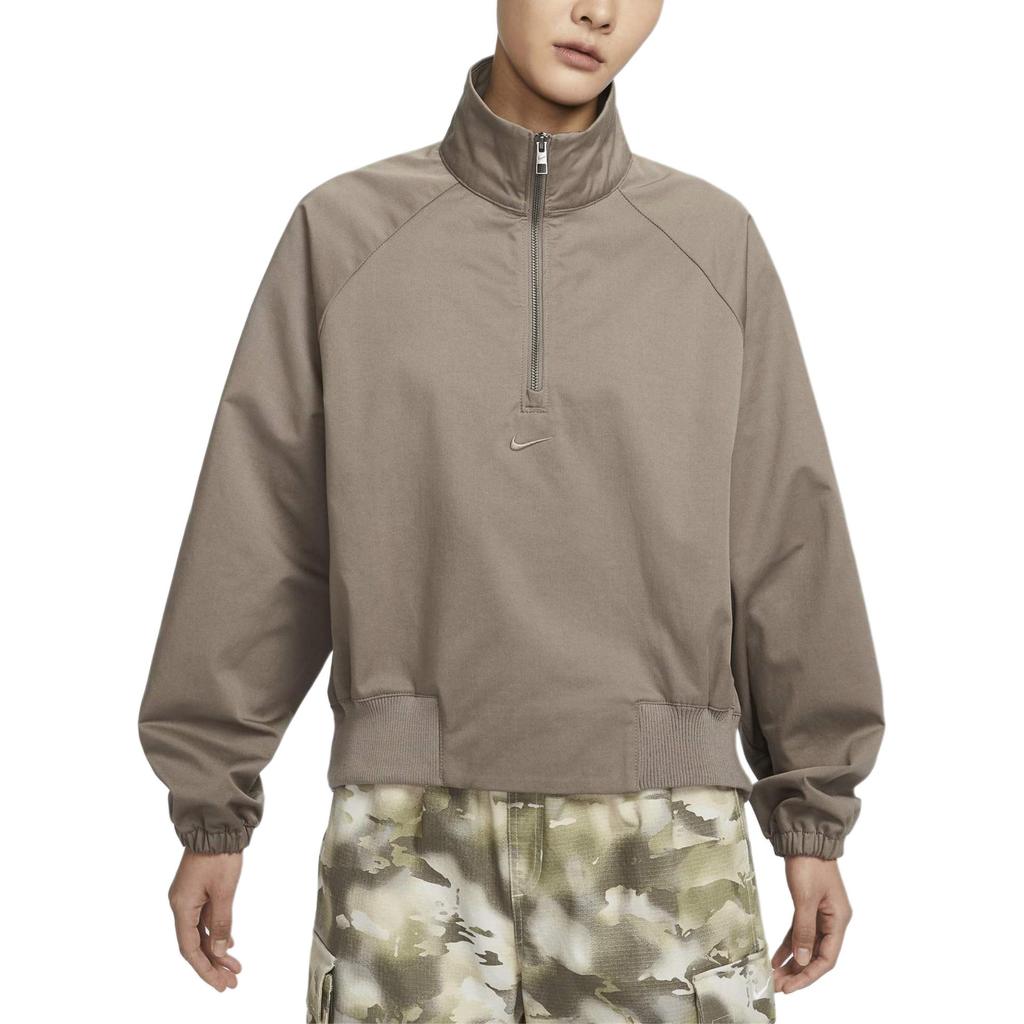 Nike Collezione Sportiva Felpa con Mezza Zip Tessuta Maniche Raglan Comoda Stile Vintage Donna felpa Marrone Visone HJ0234-233