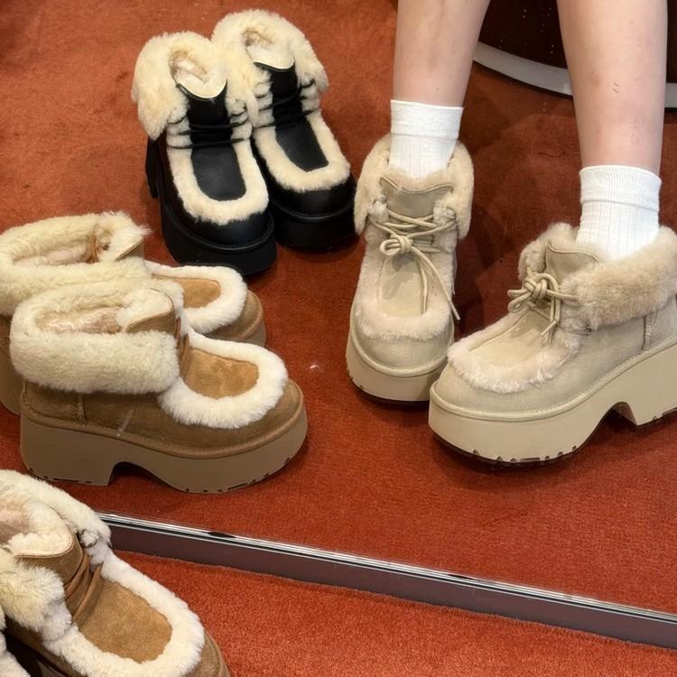 Edition~ Star Snow Boots Women's Thick-soled Slope Heel Overflowing Fleece Thickened Warm Non-slip Waterproof Cotton Shoes