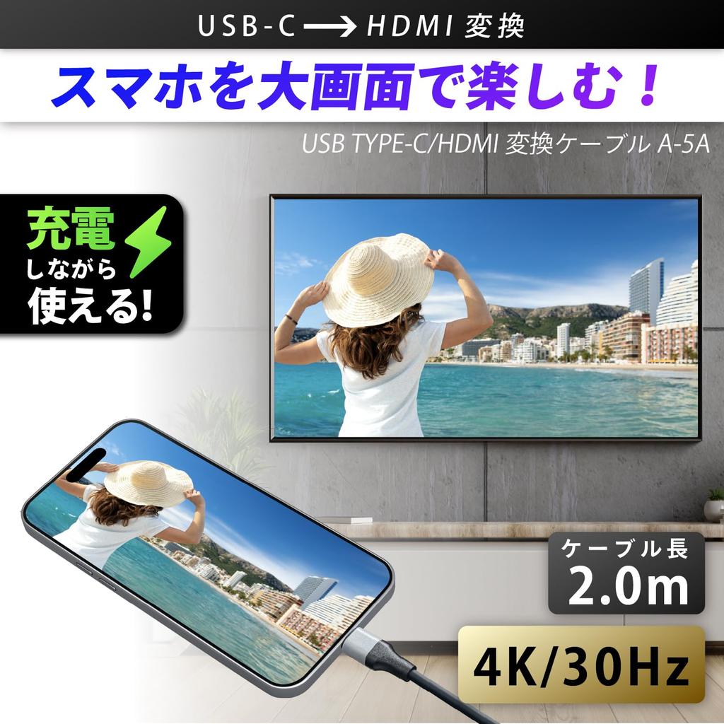 SEIWA HDMI Conversion Cable USB Type C to HDMI [Cable