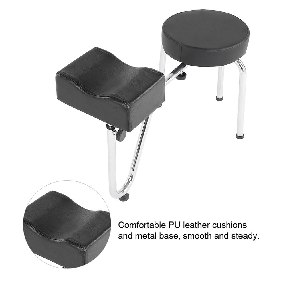   PU Leather Tattoo Leg Arm Rest Pad Pedicure Foot Stool Chair Black