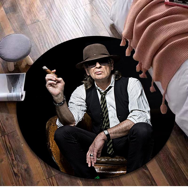 1 vnt. Udo Lindenberg apvalus spausdintas kilimas - namų dekoracija Kilimas svetainei, miegamajam, grindims, kompiuterio kėdės plotui