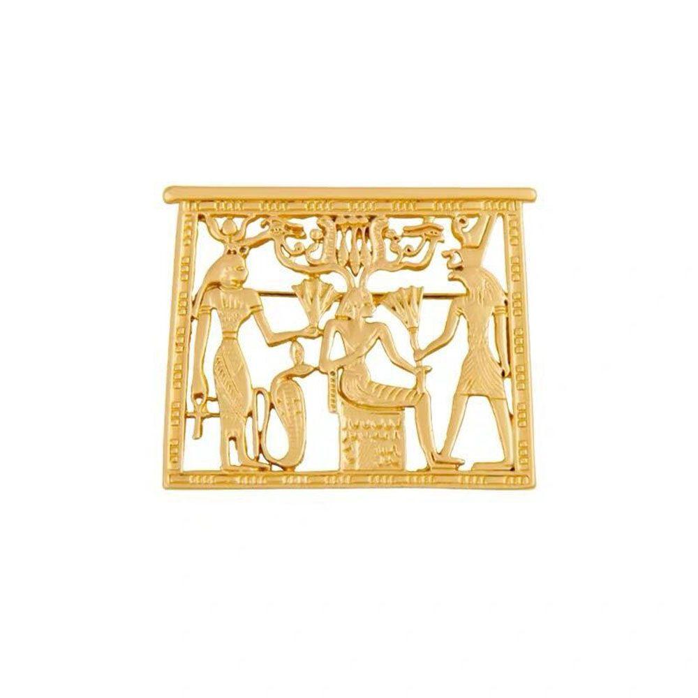 Men Women Metal Geometric Egypt Portrait Rectangle Hollow Corsage Jewelry Accessories Brooch Pins