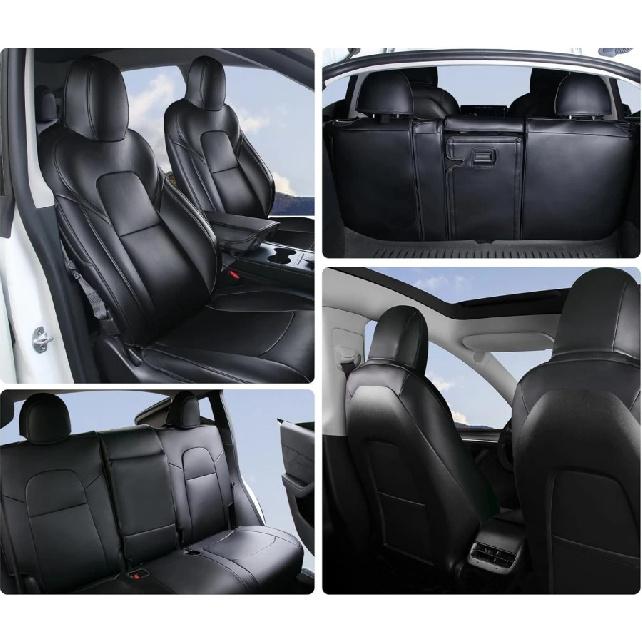 For Tesla Model Y Juniper 2025 Seat Covers 5 Seater for Model Y 20-24 Dog Pet Seat Covers Nappa PU Front & Rear Seat Protectors