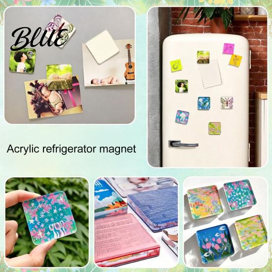 Photo Display Magnets 5/6/8/10/15/20/24 Sets DIY Acrylic Fridge Magnet Kit, Square Refrigerator with Adhesive Backing Backing, Clear Picture