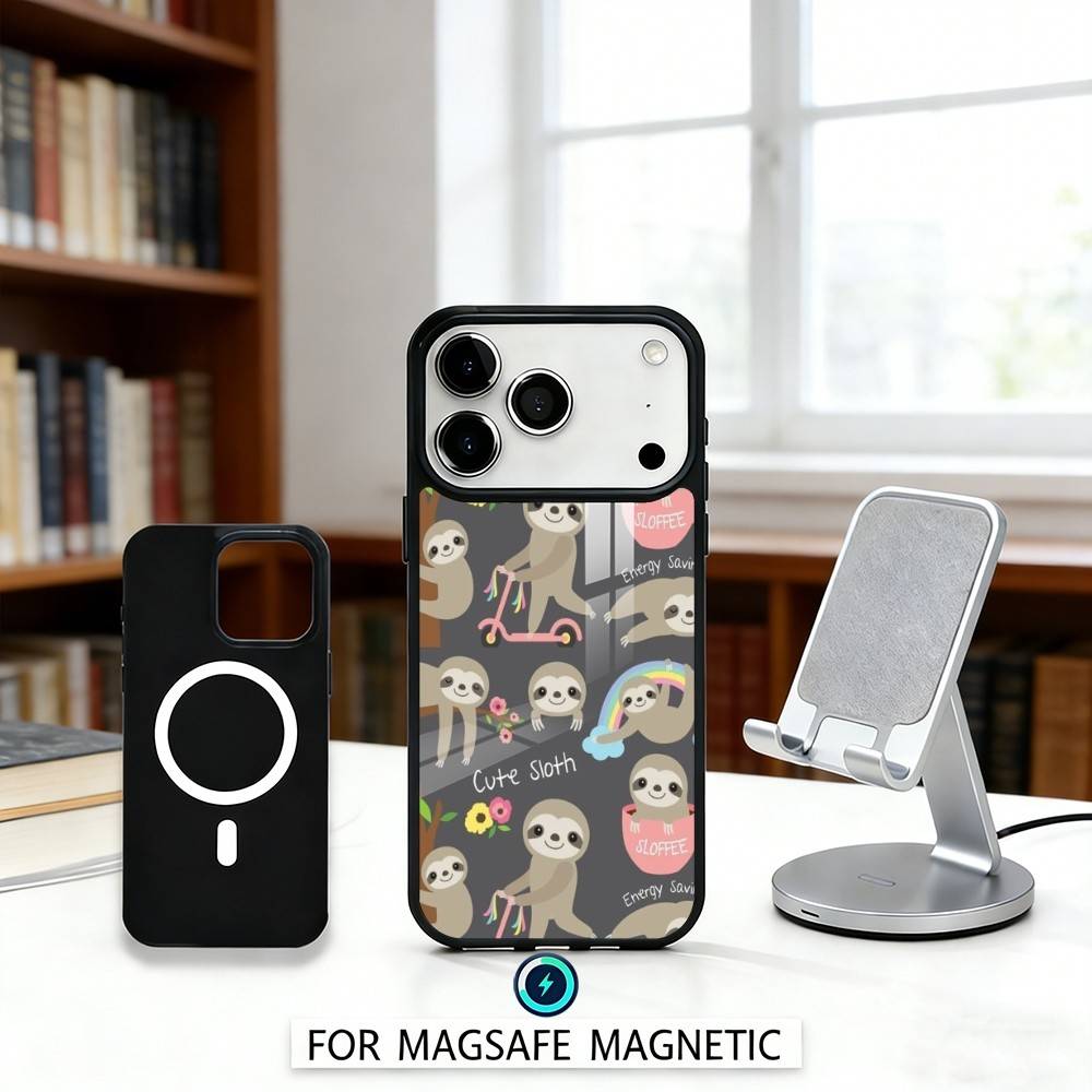 Cute Lazy Sloth Cozy Phone Case For iPhone 17,16,15,14,13,12,Pro,Max For Magsafe Magnetic Wireless Charging