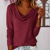Women Tops Swing Collar Long Sleeve Loose Fit Pullover Tops Pure Color Leisure Blouse Work Party Vacation Office Casual Wear