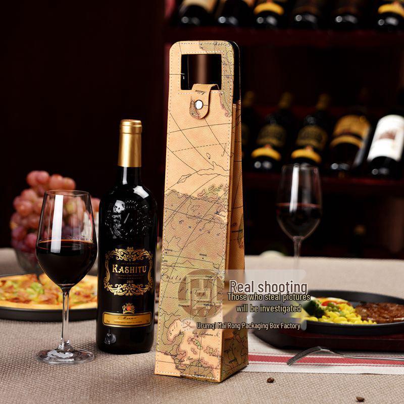 Borsa regalo in pelle per bottiglie di vino singole o doppie