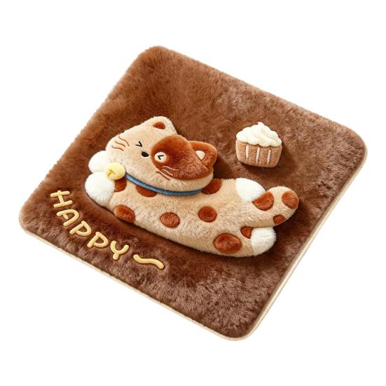 Cute Puppy Pattern Pad Plush Animal Chair Pad, Square Cozy Seat Cushion, Cat Pattern, 15.8 Comfortable Office Cushion x Inch with Non-Slip Backing for
