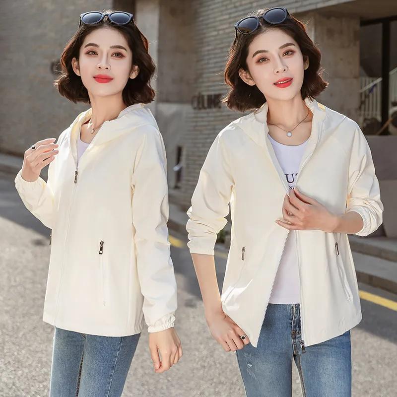 Windbreaker Jacket Women Spring Autumn Trench Coat Female Sports Leisure Outerwear Large Size Hooded Outcoat Ladies Tops