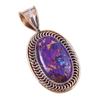 Natural Purple Copper Turquoise 925 Solid Silver Gift TwoTone Pendant 1.5" H0R16