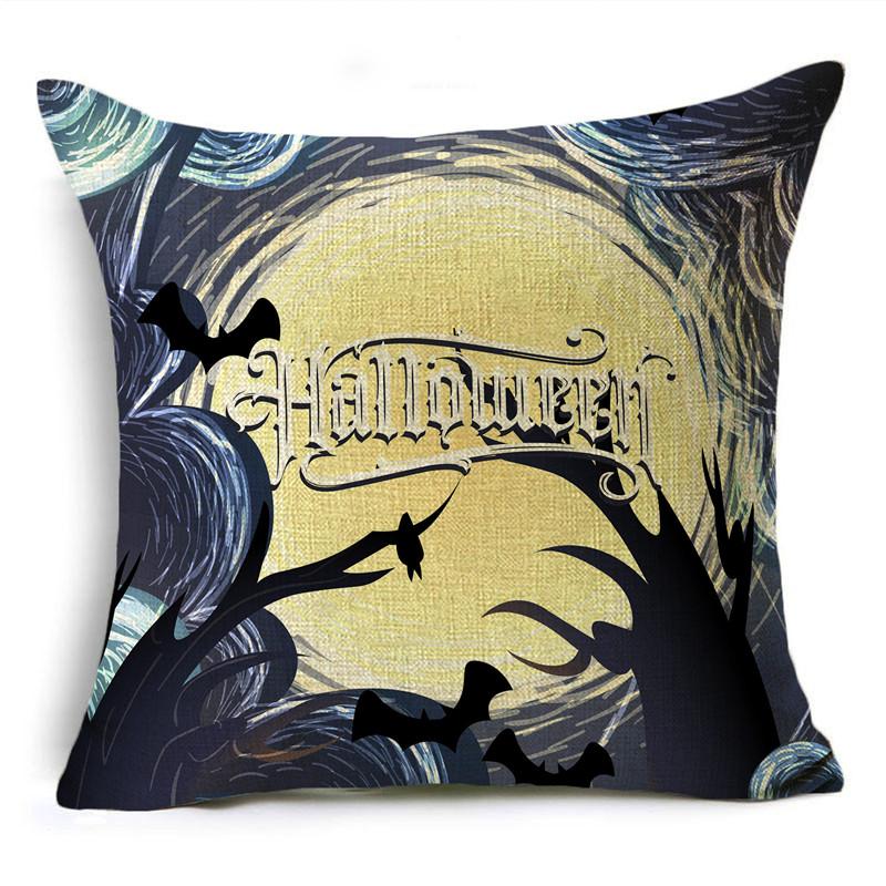 Halloween Pillow Cover Dark Moon Night Festive Atmosphere Sofa Decoration Waist Pillow Cushion Cover 40*40cm/45*45cm/50*50cm