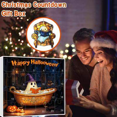 Ghost Countdown Calendar 2025 24 Days 2D Acrylic Reading Ghost Ornament Advent 2025 Spooky Charm For Kids Bookshelf Wall Window
