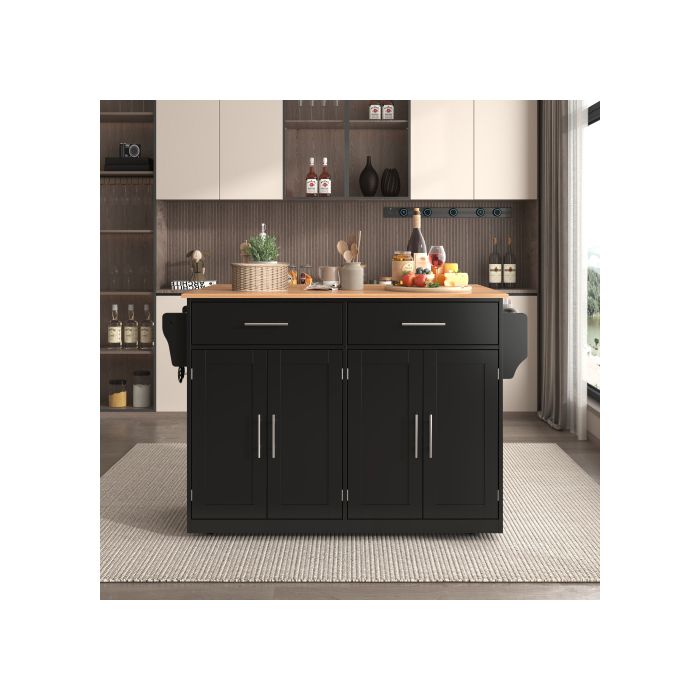 Carrello da sala da pranzo - MUVOE - Pieghevole - Nero - Legno massello - Ruote