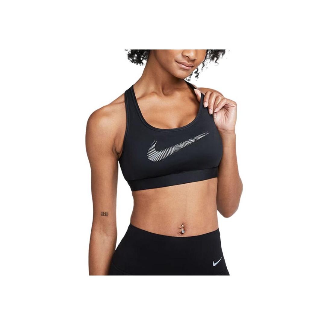 

Nike Logo Print Medium Support Sports Bra Women Underwear Black FB4125-010 XL