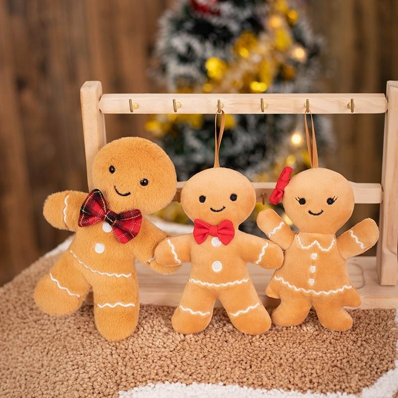 Christmas Man Gingerbread Pendant Plush Toy Doll Holiday Decor Keychain Couple