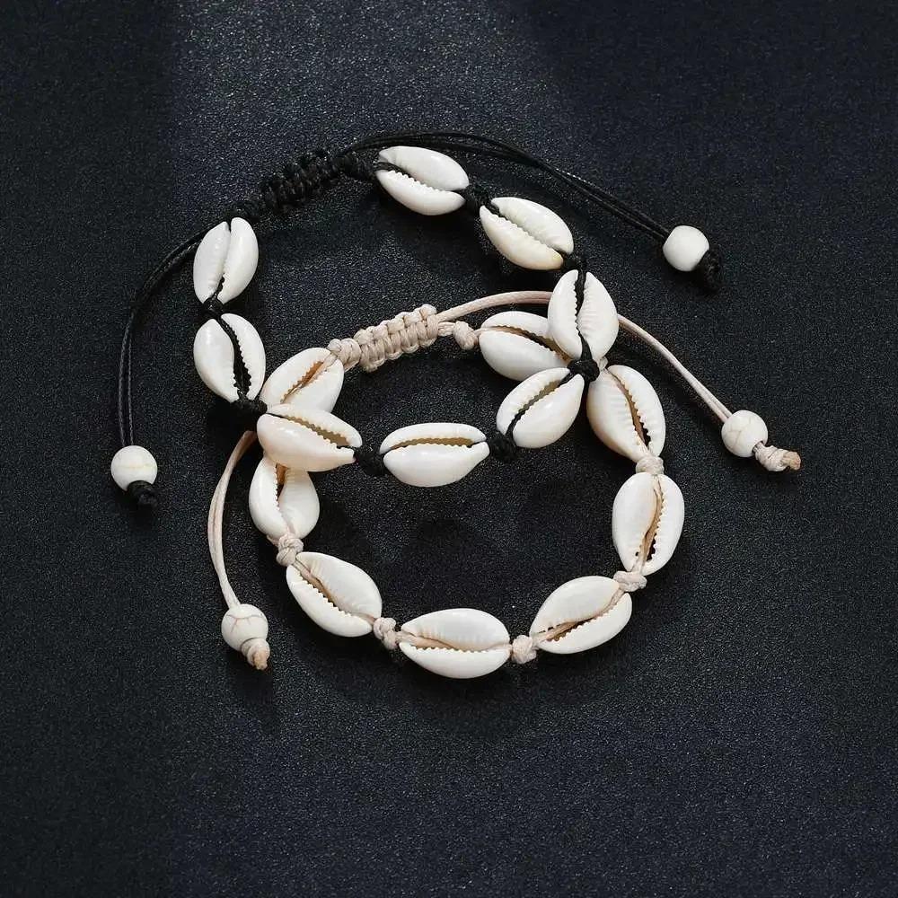 Summer Beach Shell Anklet For Women Bohemian Braided Rope Adjustable Chain Bangle Girls Leisure Vacation Jewelry