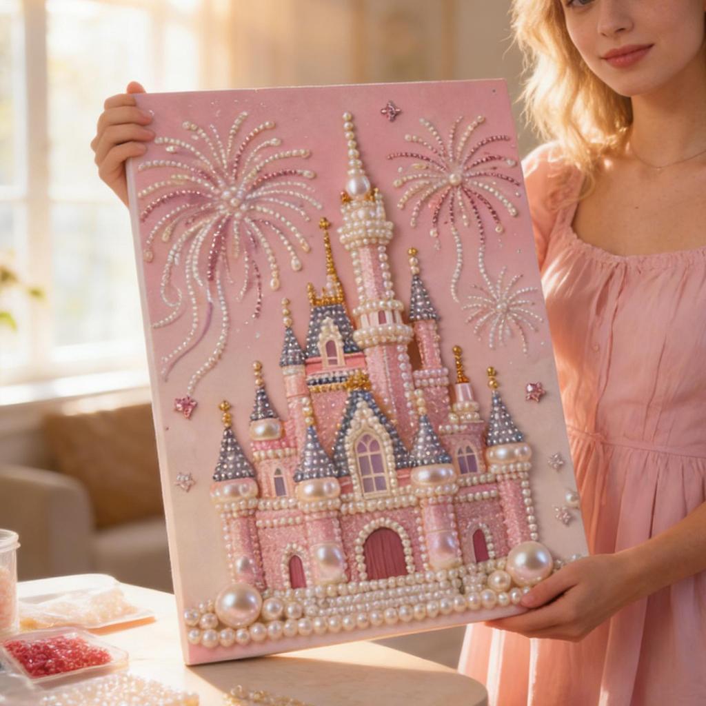 DIY Beaded Painting Art Craft Set Castle Pearl Painting Craft Handmade Pearl Painting Supplies For Adults Art Lovers