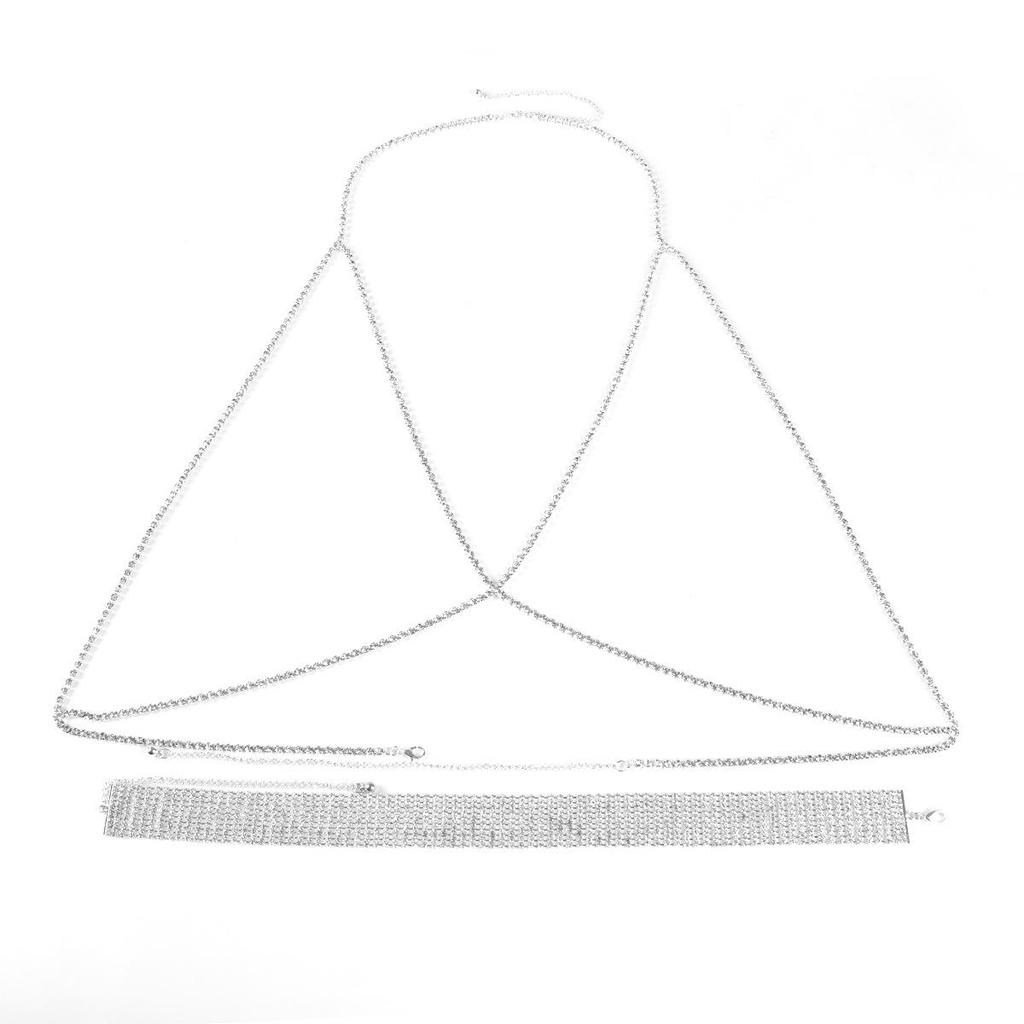 European & American Rhinestone Choker Beach Claw Chain Bikini