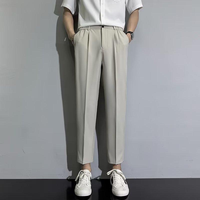 Nine-point Pants Lazy Trend New Solid Color Youth Popular Spring and Autumn Trendy Pants Men's Hong Kong Style Casual Straight