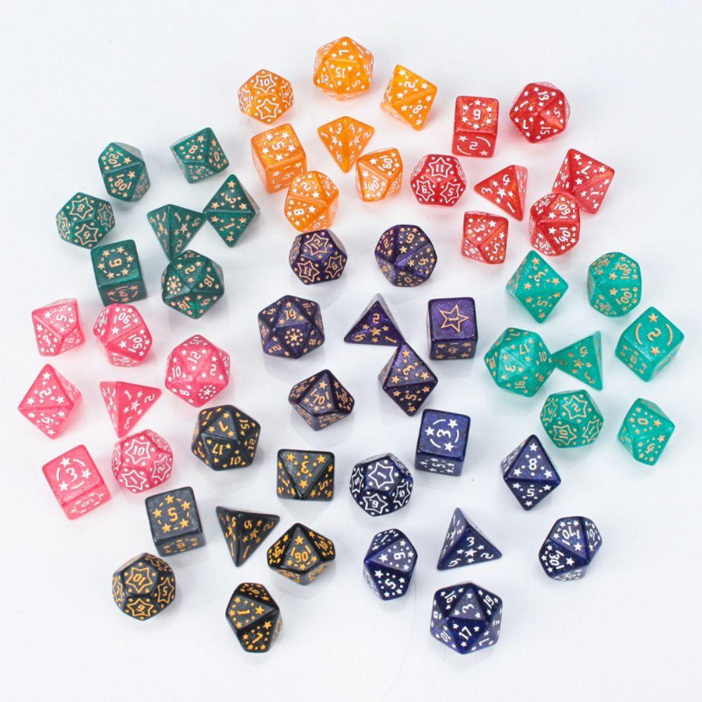 7PCS New Acrylic Star Dice Set D4 D6 D8 D10 D12 D20 8 Colors Dice For Table Games Polyhedral Table Games Dice Gift
