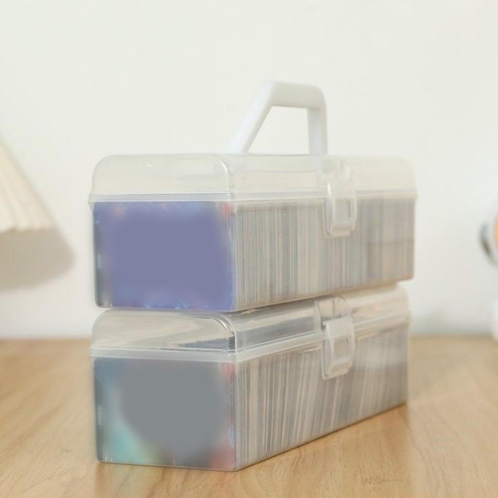 Game Card Organizer Plastic Handheld Flip Lid Large Capacity Transparent Trading Card Storage Box for Home Office