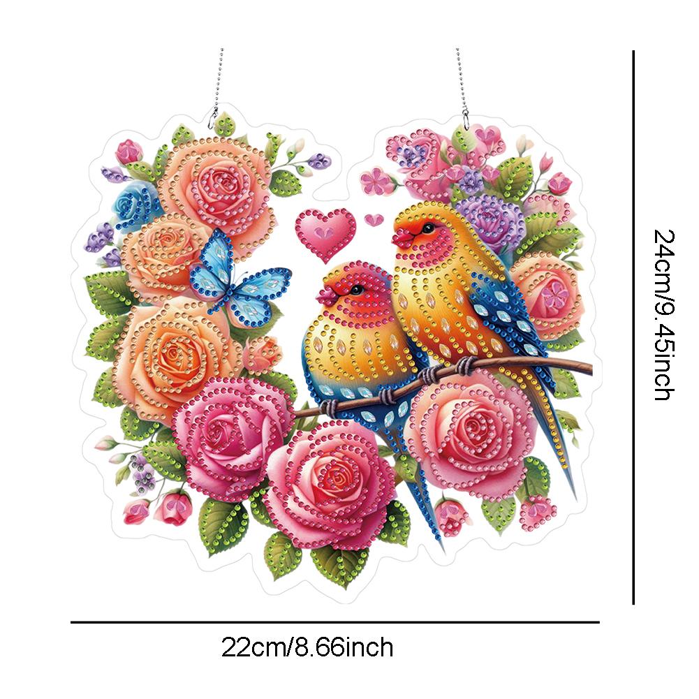 Acrylic Special Shape Rose Butterfly 5D DIY Diamond Painting Dots Pendant DIY Diamond Art Pendant Kit Diamond Painting Ornaments
