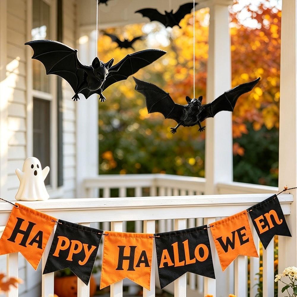 Gothic Style Bat Decorative Hanging Pendant PVC Flying Bat Wind Chime Garden Porch