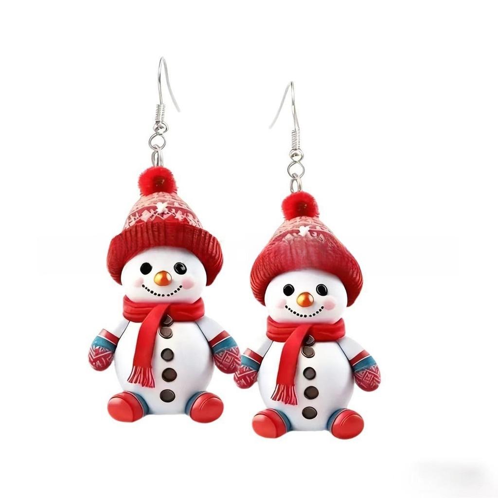 

Seasonal Snowman Earrings With Silver Ear Pins And Creative Christmas Theme For Men And Women