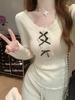 Korean Lace Patchwork Knitted Slim-fit Sweater for Women - 2025 Autumn/Winter Trendy Top