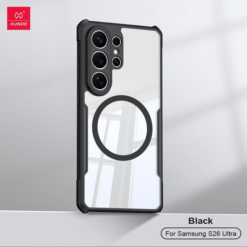 For Samsung Galaxy S26 Ultra Case XUNDD Magnetic Airbags Shockproof Transparent PC+TPU Camera Protection Cover for S26 Ultra
